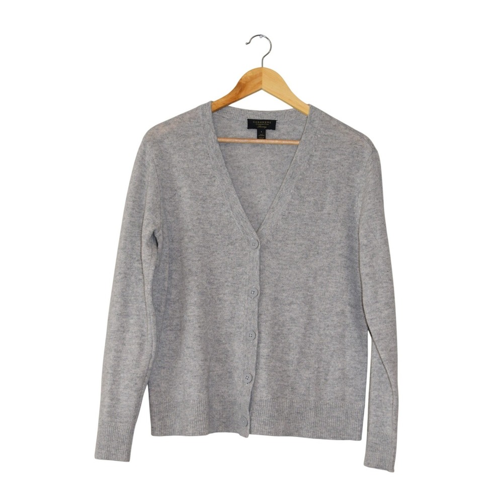 Charter Club Cashmere Cardigan Womens Small Grey Excellent V-Neck Button Front
